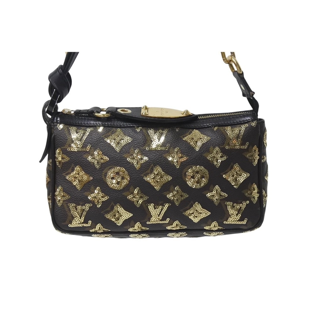 Louis Vuitton Handbag Pochette Eclipse Black Accessoires Sequin Monogram